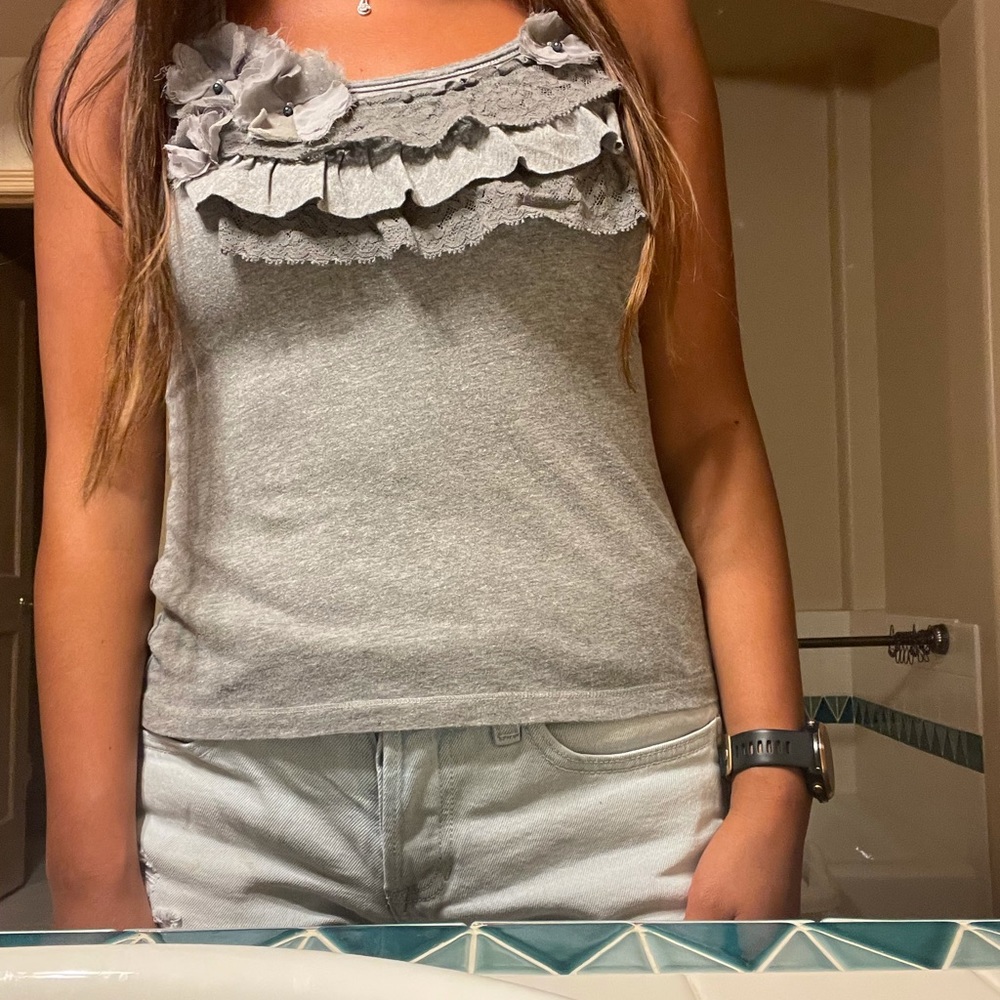 Abercrombie Gray Lace Tank